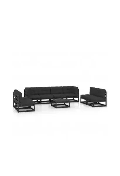 VIDAXL 3076488 Conjunto moderno de muebles para el jardín fabricado en madera de pino con cojines Negros de vidaXL