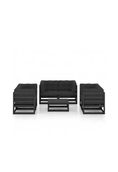 VIDAXL 3076498 Conjunto de sofás con un diseño modular con una mesa en color negro y antracita de vidaXL