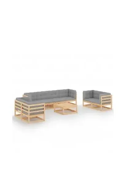 VIDAXL 3076514 Conjunto mobiliario fabricado en madera de pino con cojines de color gris de vidaXL