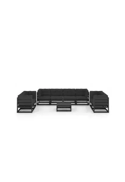 VIDAXL 3076518 Juego de jardín y terrazas con 9 piezas fabricadas en madera maciza en color negro de vidaXL