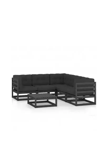 VIDAXL 3076553 Juego de muebles para el jardín con cojines en color gris antracita oscuro de vidaXL