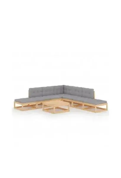 VIDAXL 3076559 Juego de muebles para jardín de 8 piezas de madera de pino con cojines de asiento y respaldo de vidaXL