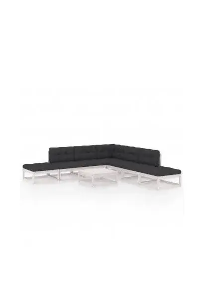VIDAXL 3076560 Conjunto de sofás con mesa para jardín de 8 piezas en madera de pino maciza blanco y gris antracita de vidaXL