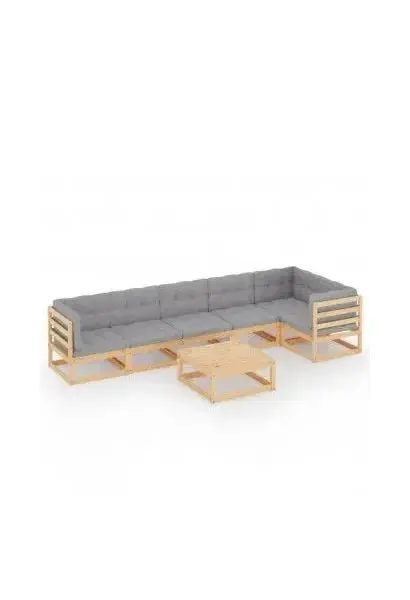 VIDAXL 3076619 Juego de muebles para jardín de 7 piezas modulares en acabado madera y gris de vidaXL