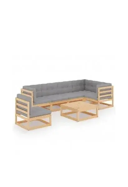 VIDAXL 3076639 Juego de muebles para exterior de 7 piezas modulares en acabado madera y gris de vidaXL
