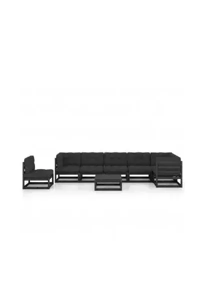 VIDAXL 3076653 Conjunto de muebles para el jardín fabricado en madera 8 piezas en color negro y gris de vidaXL
