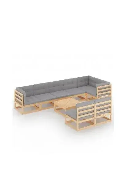 VIDAXL 3076669 Conjunto de muebles fabricados en madera para el jardín con cojines Grises de vidaXL