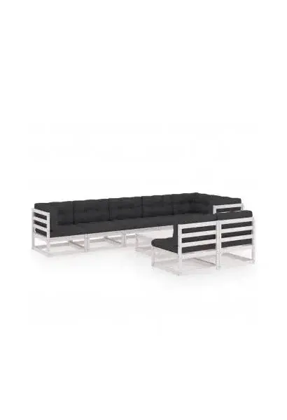 VIDAXL 3076670 Juego de sofás con un diseño modular y una mesa de centro fabricada en madera maciza de vidaXL