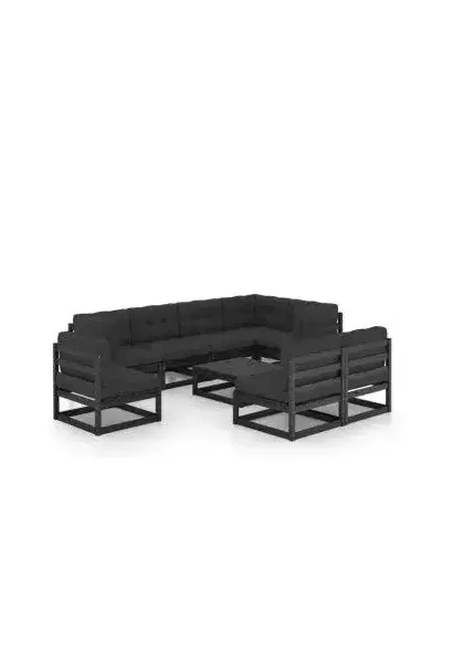 VIDAXL 3076683 Set de muebles para terrazas o el jardín de 9 piezas en pino color negro de vidaXL