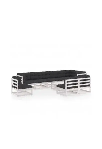 VIDAXL 3076690 Juego de muebles para el jardín con un diseño modular en color blanco y antracita de vidaXL