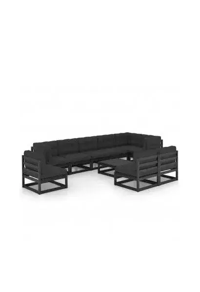 VIDAXL 3076693 Conjunto de muebles para el jardín fabricado en pino con cojines de color negro de vidaXL