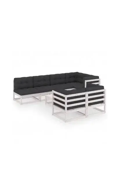 VIDAXL 3076700 Conjunto de muebles modulares para jardín de madera acabado blanco y gris de vidaXL