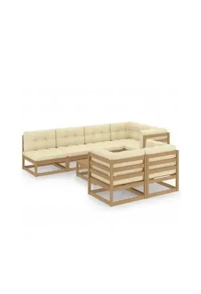 VIDAXL 3076702 Conjunto sofás y mesa para jardín de madera con acabado en marrón y crema de vidaXL