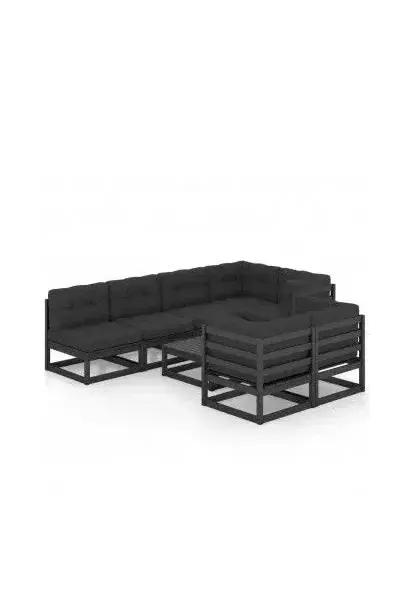 VIDAXL 3076703 Conjunto de muebles con sofás y mesa para exterior de madera de pino negro de vidaXL