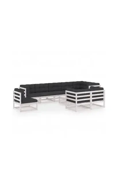 VIDAXL 3076730 Conjunto mobiliario para jardines fabricado en madera de pino blanco con cojines color gris de vidaXL