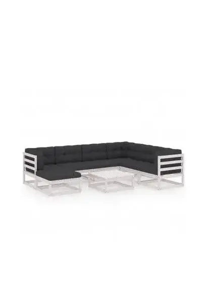 VIDAXL 3076760 Conjunto de muebles para jardín color blanco con cojines de poliéster antracita de vidaXL