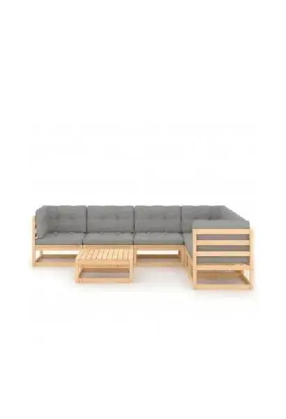 VIDAXL 3076789 Juego de muebles para exterior de 7 piezas modulares acabado madera y gris de vidaXL