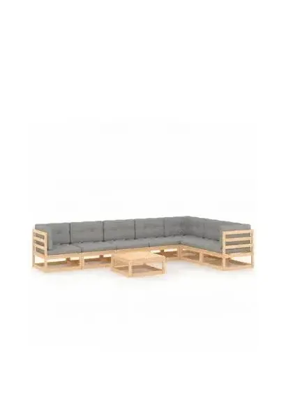 VIDAXL 3076799 Set de muebles modulares de 8 piezas de madera de pino con cojines en color gris de vidaXL
