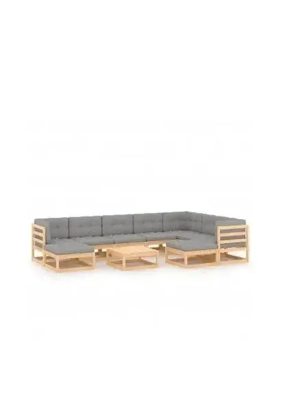 VIDAXL 3076809 Conjunto mobiliario para el exterior fabricado en madera de pino con cojines Grises de vidaXL