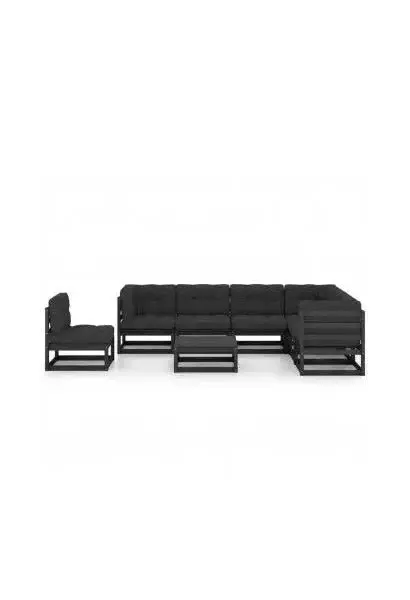 VIDAXL 3076823 Conjunto de muebles exteriores para jardín con 8 piezas de madera en color negro de vidaXL
