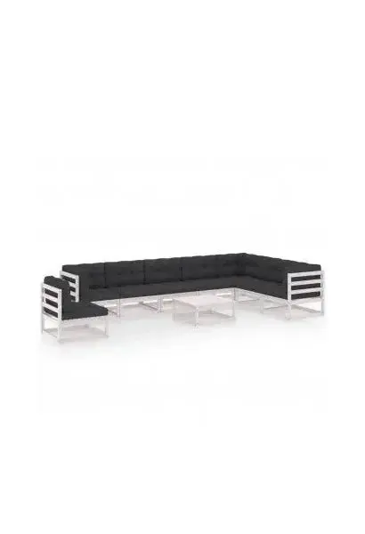 VIDAXL 3076830 Juego de sofás para el jardín fabricado en madera con cojines de acabado gris de vidaXL