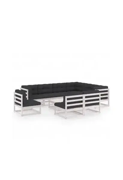 VIDAXL 3076840 Conjunto de muebles fabricados en madera de pino con cojines color antracita de vidaXL