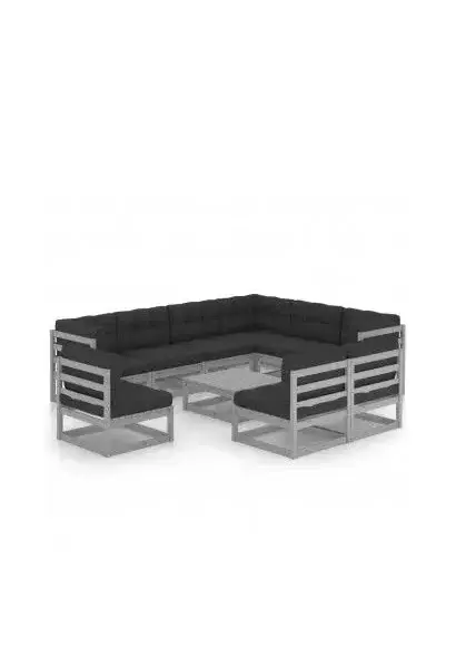VIDAXL 3076841 Conjunto de muebles fabricado en madera de color gris con cojines antracita de vidaXL