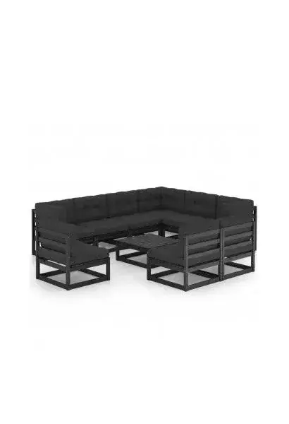 VIDAXL 3076843 Conjunto de muebles modernos con cojines para el jardín de acabado negro de vidaXL