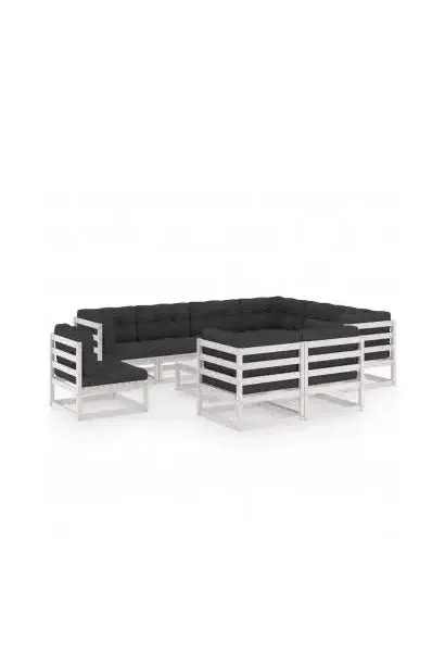 VIDAXL 3076860 Conjunto mobiliario para jardines fabricado en pino blanco con cojines color gris de vidaXL