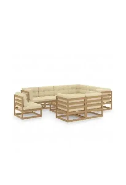 VIDAXL 3076862 Conjunto moderno de muebles para el jardín fabricado en madera de color marrón y crema de vidaXL
