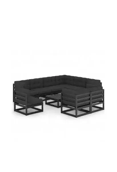 VIDAXL 3076863 Conjunto de muebles para el jardín fabricado madera de color negro con cojines de vidaXL