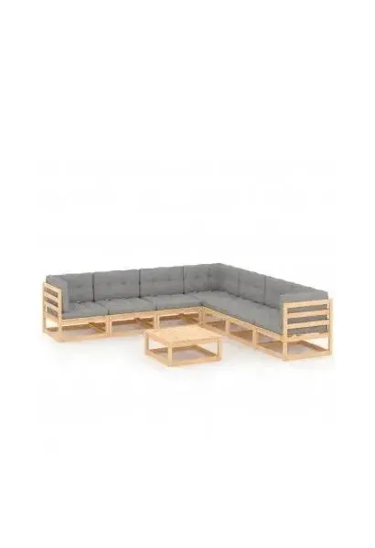 VIDAXL 3076879 Set de muebles modulares de 8 piezas de madera de pino con cojines en color gris de vidaXL