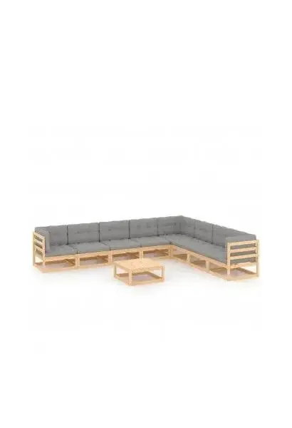 VIDAXL 3076889 Conjunto de muebles fabricados en madera para el jardín con cojines de color gris de vidaXL