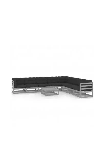 VIDAXL 3076891 Conjunto de sofás rústicos con una mesa fabricados en madera con un acabado gris de vidaXL