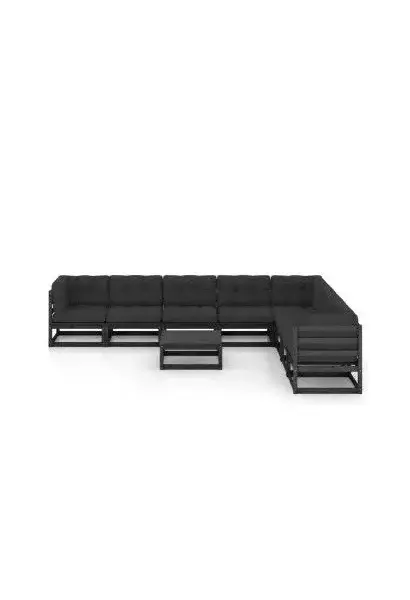 VIDAXL 3076893 Muebles exteriores para el jardín con 9 piezas fabricadas en pino de color negro de vidaXL