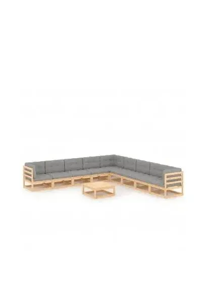 VIDAXL 3076899 Conjunto de muebles para ambientes de exterior fabricado en madera marrón y gris de vidaXL