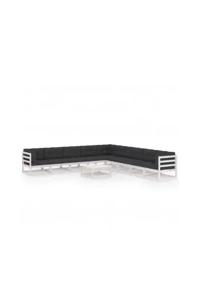 VIDAXL 3076900 Conjunto de muebles para el exterior fabricado en madera color blanco y antracita de vidaXL