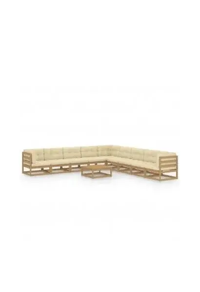 VIDAXL 3076902 Conjunto de muebles para el exterior fabricado en madera color marrón y crema de vidaXL