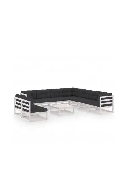 VIDAXL 3076910 Conjunto de muebles fabricados enmadera de pino para el jardín en color blanco y antracita de vidaXL
