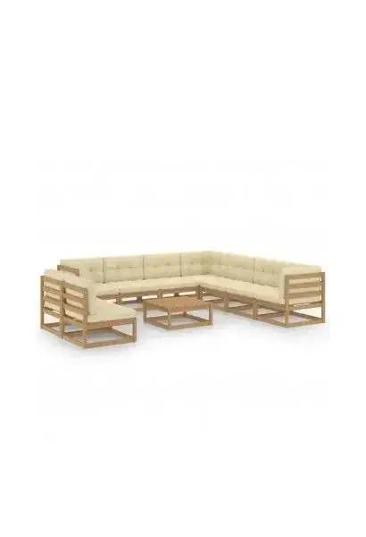 VIDAXL 3076912 Conjunto de muebles para el jardín en madera de pino color marrón y crema de vidaXL