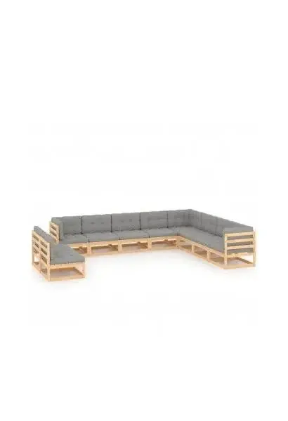VIDAXL 3076914 Conjunto de sofás exteriores fabricados en madera de pino con cojines en color gris de vidaXL