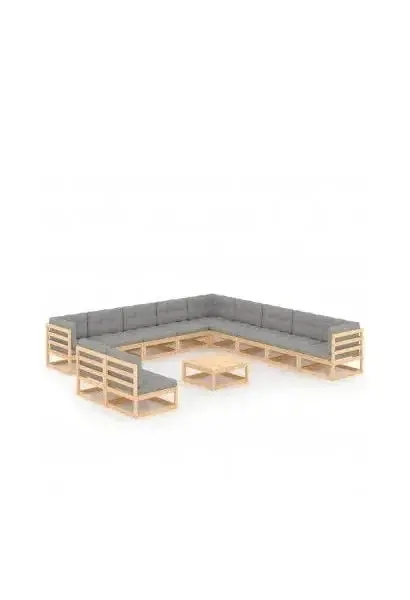 VIDAXL 3076929 Juego de muebles modulares para jardines y terrazas en madera de pino con cojines de color gris de vidaXL