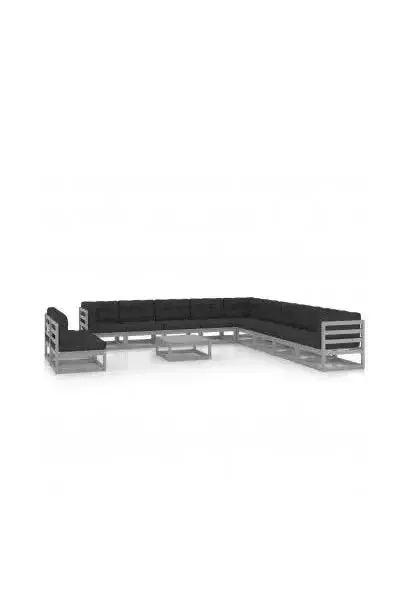 VIDAXL 3076931 Juego de sofás y mesa para exterior de madera maciza de pino color gris de vidaXL