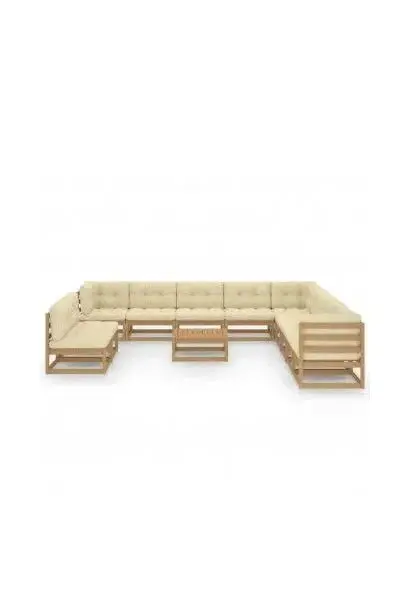 VIDAXL 3076932 Conjunto de muebles para jardines con 12 piezas fabricadas en madera color miel y crema de vidaXL