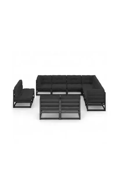 VIDAXL 3076938 Set de muebles para jardines con 11 piezas fabricadas en pino de color negro de vidaXL