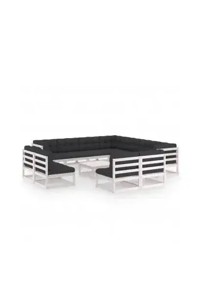 VIDAXL 3076940 Conjunto moderno de muebles exteriores fabricados en madera de acabado blanco de vidaXL
