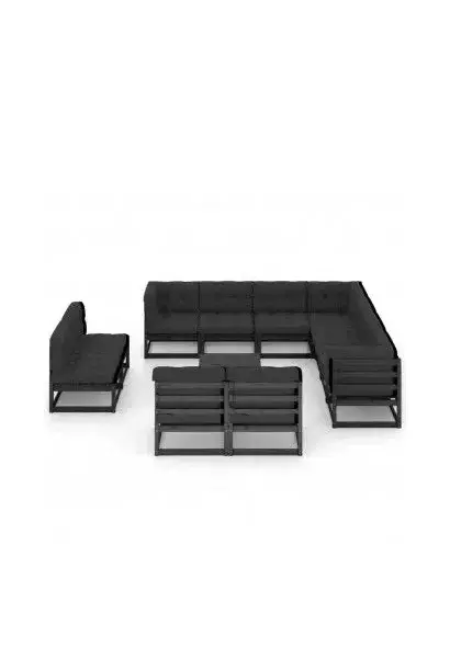 VIDAXL 3076943 Set de muebles de jardín 12 piezas madera de pino Negra y cojines antracita de vidaXL
