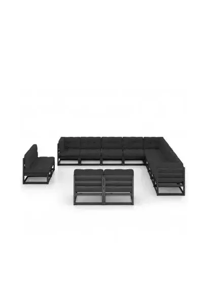 VIDAXL 3076958 Set de muebles para los jardines con 13 piezas y cojines fabricadas en pino macizo negro de vidaXL