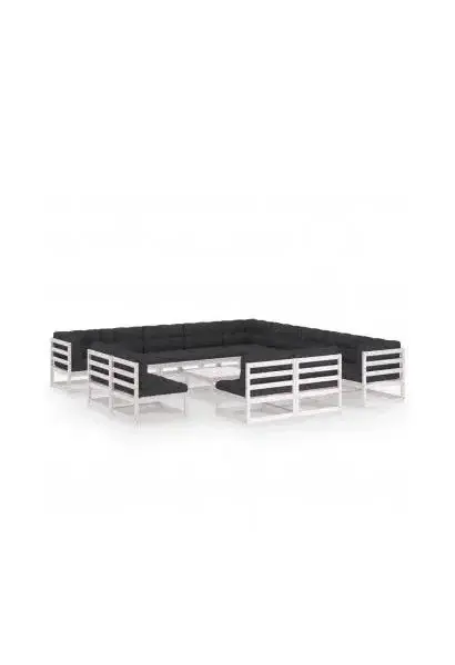 VIDAXL 3076960 Conjunto de muebles exteriores fabricados en madera maciza en color blanco y gris antracita de vidaXL