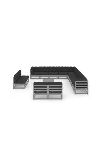 VIDAXL 3076961 Juego de jardín con un diseño moderno de 14 piezas fabricadas en madera color gris de vidaXL